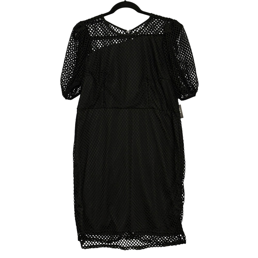Ashley Stewart Womens Dress Plus 22W Black Mesh Overlay Edgy LBD Chic Modern NWT